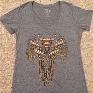 XL Cowgirl Up V Neck Grey T-shirt